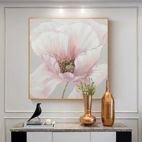 Hand Painted Oil Painting Pink flower Rosebush On Canvas Living Room Hallway Bedroom Luxurious Decorative Painting (Style: 1, size: 80x80cm)