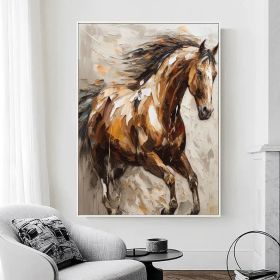 Large Abstract Horse Oil Painting on Canvas 100% Hand Painted Running Horses Art Original Animal Painting,Brown Horse Living Room Home Decor (Style: 1, size: 120x160cm)