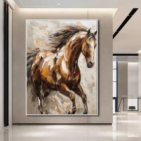 Large Abstract Horse Oil Painting on Canvas 100% Hand Painted Running Horses Art Original Animal Painting,Brown Horse Living Room Home Decor (Style: 1, size: 50x70cm)