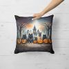 Keeshond Spooky Halloween Throw Pillow Machine Washable, Indoor Outdoor Decorative Pillow for Couch, Bed or Patio, 18Hx18W